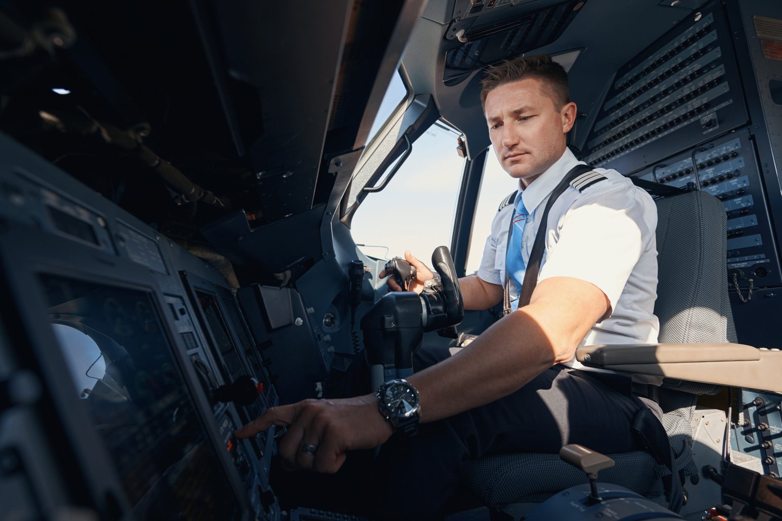 Pilot in the cockpit.